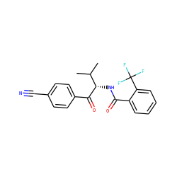 CC(C)[C@H](NC(=O)c1ccccc1C(F)(F)F)C(=O)c1ccc(C#N)cc1 ZINC000084904606