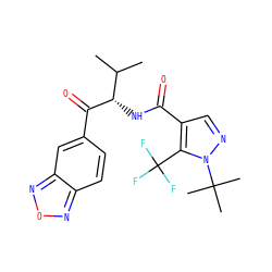 CC(C)[C@H](NC(=O)c1cnn(C(C)(C)C)c1C(F)(F)F)C(=O)c1ccc2nonc2c1 ZINC000084713798