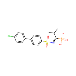 CC(C)[C@H](NS(=O)(=O)c1ccc(-c2ccc(Cl)cc2)cc1)P(=O)(O)O ZINC000028642466