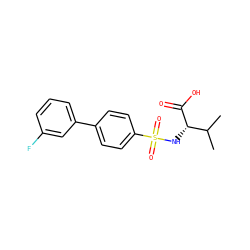 CC(C)[C@H](NS(=O)(=O)c1ccc(-c2cccc(F)c2)cc1)C(=O)O ZINC000013803824