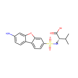 CC(C)[C@H](NS(=O)(=O)c1ccc2c(c1)oc1cc(N)ccc12)C(=O)O ZINC000042920541