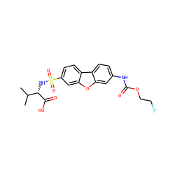 CC(C)[C@H](NS(=O)(=O)c1ccc2c(c1)oc1cc(NC(=O)OCCF)ccc12)C(=O)O ZINC000040957804
