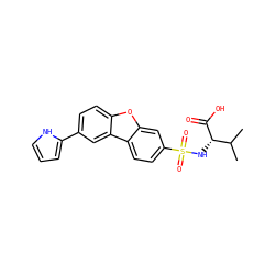CC(C)[C@H](NS(=O)(=O)c1ccc2c(c1)oc1ccc(-c3ccc[nH]3)cc12)C(=O)O ZINC000073219972