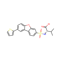 CC(C)[C@H](NS(=O)(=O)c1ccc2c(c1)oc1ccc(-c3cccs3)cc12)C(=O)O ZINC000073222959