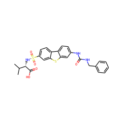 CC(C)[C@H](NS(=O)(=O)c1ccc2c(c1)sc1cc(NC(=O)NCc3ccccc3)ccc12)C(=O)O ZINC000043122824