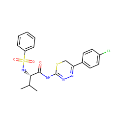CC(C)[C@H](NS(=O)(=O)c1ccccc1)C(=O)NC1=NN=C(c2ccc(Cl)cc2)CS1 ZINC000013864148