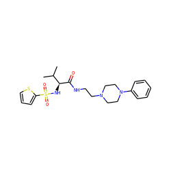 CC(C)[C@H](NS(=O)(=O)c1cccs1)C(=O)NCCN1CCN(c2ccccc2)CC1 ZINC000059833484