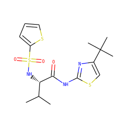 CC(C)[C@H](NS(=O)(=O)c1cccs1)C(=O)Nc1nc(C(C)(C)C)cs1 ZINC000004879959