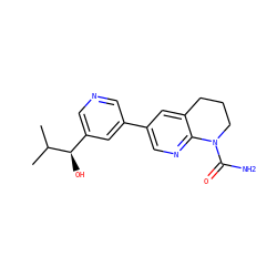CC(C)[C@H](O)c1cncc(-c2cnc3c(c2)CCCN3C(N)=O)c1 ZINC001772646681