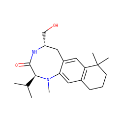 CC(C)[C@H]1C(=O)N[C@H](CO)Cc2cc3c(cc2N1C)CCCC3(C)C ZINC000013779360