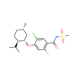 CC(C)[C@H]1CC[C@H](C)C[C@@H]1Oc1cc(F)c(C(=O)NS(C)(=O)=O)cc1Cl ZINC000261073925