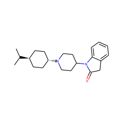 CC(C)[C@H]1CC[C@H](N2CCC(N3C(=O)Cc4ccccc43)CC2)CC1 ZINC000100857531