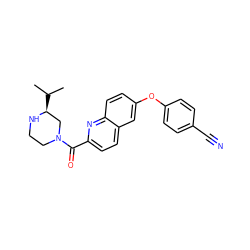 CC(C)[C@H]1CN(C(=O)c2ccc3cc(Oc4ccc(C#N)cc4)ccc3n2)CCN1 ZINC001772654732