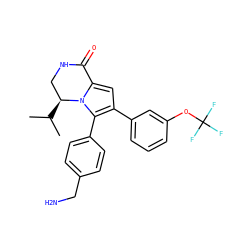 CC(C)[C@H]1CNC(=O)c2cc(-c3cccc(OC(F)(F)F)c3)c(-c3ccc(CN)cc3)n21 ZINC000143223880
