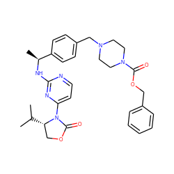 CC(C)[C@H]1COC(=O)N1c1ccnc(N[C@@H](C)c2ccc(CN3CCN(C(=O)OCc4ccccc4)CC3)cc2)n1 ZINC000218481539