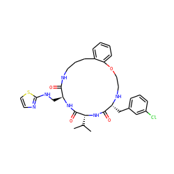 CC(C)[C@H]1NC(=O)[C@@H](Cc2cccc(Cl)c2)NCCOc2ccccc2CCCNC(=O)[C@H](CNc2nccs2)NC1=O ZINC000028823460