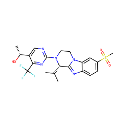 CC(C)[C@H]1c2nc3ccc(S(C)(=O)=O)cc3n2CCN1c1ncc([C@@H](C)O)c(C(F)(F)F)n1 ZINC000473152147