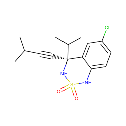 CC(C)C#C[C@@]1(C(C)C)NS(=O)(=O)Nc2ccc(Cl)cc21 ZINC000005962450