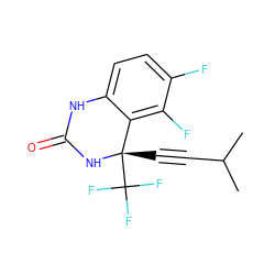 CC(C)C#C[C@@]1(C(F)(F)F)NC(=O)Nc2ccc(F)c(F)c21 ZINC000005962446