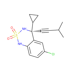 CC(C)C#C[C@@]1(C2CC2)NS(=O)(=O)Nc2ccc(Cl)cc21 ZINC000005962451