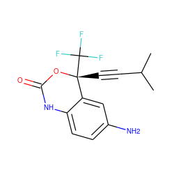 CC(C)C#C[C@]1(C(F)(F)F)OC(=O)Nc2ccc(N)cc21 ZINC000013474522
