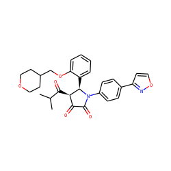 CC(C)C(=O)[C@@H]1C(=O)C(=O)N(c2ccc(-c3ccon3)cc2)[C@@H]1c1ccccc1OCC1CCOCC1 ZINC000169696744