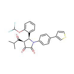 CC(C)C(=O)[C@@H]1C(=O)C(=O)N(c2ccc(-c3ccsc3)cc2)[C@@H]1c1ccccc1OC(F)F ZINC000169695708
