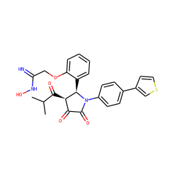 CC(C)C(=O)[C@@H]1C(=O)C(=O)N(c2ccc(-c3ccsc3)cc2)[C@@H]1c1ccccc1OCC(=N)NO ZINC000169695431
