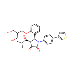 CC(C)C(=O)[C@@H]1C(=O)C(=O)N(c2ccc(-c3ccsc3)cc2)[C@@H]1c1ccccc1OCC(CO)CO ZINC000169696246