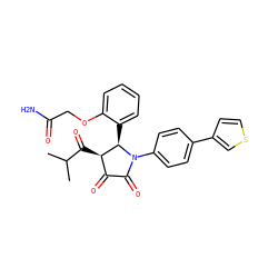 CC(C)C(=O)[C@@H]1C(=O)C(=O)N(c2ccc(-c3ccsc3)cc2)[C@@H]1c1ccccc1OCC(N)=O ZINC000169695339