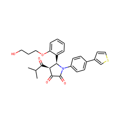 CC(C)C(=O)[C@@H]1C(=O)C(=O)N(c2ccc(-c3ccsc3)cc2)[C@@H]1c1ccccc1OCCCO ZINC000169696150