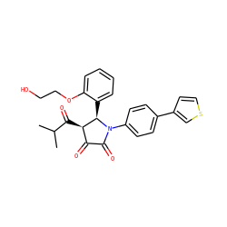 CC(C)C(=O)[C@@H]1C(=O)C(=O)N(c2ccc(-c3ccsc3)cc2)[C@@H]1c1ccccc1OCCO ZINC000169695243