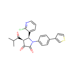 CC(C)C(=O)[C@@H]1C(=O)C(=O)N(c2ccc(-c3ccsc3)cc2)[C@@H]1c1cccnc1Cl ZINC000169695576