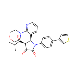 CC(C)C(=O)[C@@H]1C(=O)C(=O)N(c2ccc(-c3ccsc3)cc2)[C@@H]1c1cccnc1N1CCOCC1 ZINC000169696505