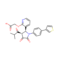 CC(C)C(=O)[C@@H]1C(=O)C(=O)N(c2ccc(-c3ccsc3)cc2)[C@@H]1c1cccnc1OCC(=O)O ZINC000169695363