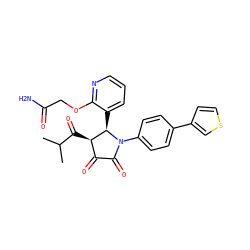 CC(C)C(=O)[C@@H]1C(=O)C(=O)N(c2ccc(-c3ccsc3)cc2)[C@@H]1c1cccnc1OCC(N)=O ZINC000169695379