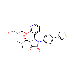 CC(C)C(=O)[C@@H]1C(=O)C(=O)N(c2ccc(-c3ccsc3)cc2)[C@@H]1c1cccnc1OCCCO ZINC000169696647