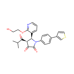 CC(C)C(=O)[C@@H]1C(=O)C(=O)N(c2ccc(-c3ccsc3)cc2)[C@@H]1c1cccnc1OCCO ZINC000169695295