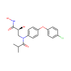 CC(C)C(=O)N(C[C@H](O)C(=O)NO)c1ccc(Oc2ccc(Cl)cc2)cc1 ZINC000029127986