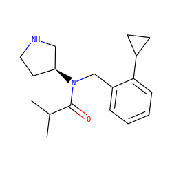 CC(C)C(=O)N(Cc1ccccc1C1CC1)[C@H]1CCNC1 ZINC000038247699