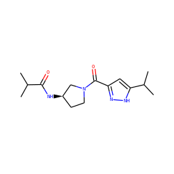 CC(C)C(=O)N[C@@H]1CCN(C(=O)c2cc(C(C)C)[nH]n2)C1 ZINC000936231212