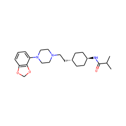 CC(C)C(=O)N[C@H]1CC[C@H](CCN2CCN(c3cccc4c3OCO4)CC2)CC1 ZINC000261171329