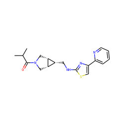 CC(C)C(=O)N1C[C@H]2[C@@H](CNc3nc(-c4ccccn4)cs3)[C@H]2C1 ZINC000101637788