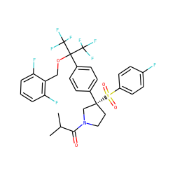 CC(C)C(=O)N1CC[C@@](c2ccc(C(OCc3c(F)cccc3F)(C(F)(F)F)C(F)(F)F)cc2)(S(=O)(=O)c2ccc(F)cc2)C1 ZINC001772643744