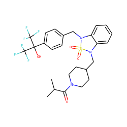 CC(C)C(=O)N1CCC(CN2c3ccccc3N(Cc3ccc(C(O)(C(F)(F)F)C(F)(F)F)cc3)S2(=O)=O)CC1 ZINC000299871621