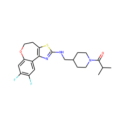 CC(C)C(=O)N1CCC(CNc2nc3c(s2)CCOc2cc(F)c(F)cc2-3)CC1 ZINC000026496183