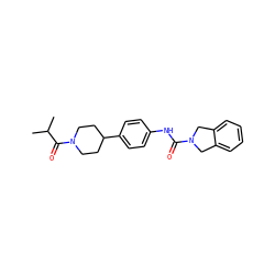 CC(C)C(=O)N1CCC(c2ccc(NC(=O)N3Cc4ccccc4C3)cc2)CC1 ZINC000167971790