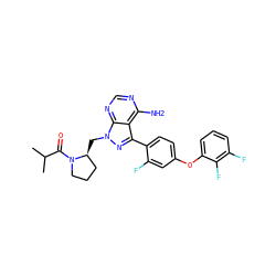 CC(C)C(=O)N1CCC[C@@H]1Cn1nc(-c2ccc(Oc3cccc(F)c3F)cc2F)c2c(N)ncnc21 ZINC001772633935