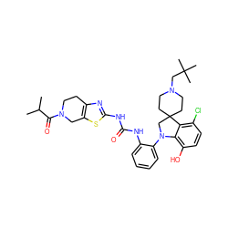 CC(C)C(=O)N1CCc2nc(NC(=O)Nc3ccccc3N3CC4(CCN(CC(C)(C)C)CC4)c4c(Cl)ccc(O)c43)sc2C1 ZINC001772626477