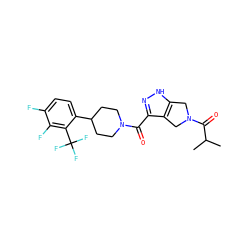 CC(C)C(=O)N1Cc2[nH]nc(C(=O)N3CCC(c4ccc(F)c(F)c4C(F)(F)F)CC3)c2C1 ZINC001772643796